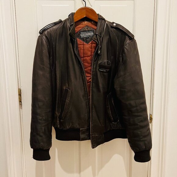 Vintage Distressed Members Only Leather Jacket Size 42 Large - Picture 6 of 16
